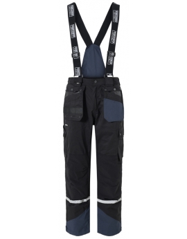 LYNGSØE "FOX 4WS-4084" rain pants / work pants in stretchable Polyester BLACK-NAVY BLUE. Breathable MEN's rain trousers