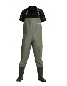 OCEAN Waders "Classic" w/ safety rubber boot OCEAN "Safety S5" OLIVE GREEN