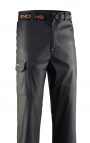 GRUNDENS "Neptune 219" BLACK rain pants with zip fly, belt and thigh pocket